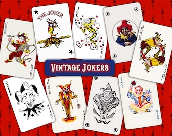 Vintage Joker Playing Card Graphics Printable Instant Digital Download