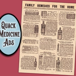 Quack Medicine antieke huismiddeltjes voor baby's en volwassenen 1907 advertenties 12 totaal aantal advertenties afdrukbare Instant Digitale Download
