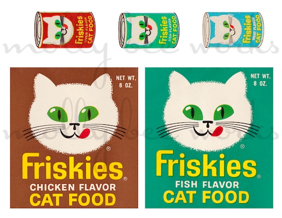 1970's Vintage Friskies Cat Food Labels Original Graphics Classic