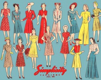 Simplicity 1941 Pattern Preview Booklet Illustrations Women's Clothing Instant Printable Digital Download
