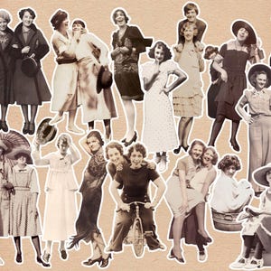 Printable Cut Outs Fussy Cuts Antique Vintage Snapshots Photos Fun and Fashionable Women Instant Digital Download