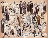Printable Cut Outs Fussy Cuts Antique Vintage Snapshots Photos Fun Happy Couples Men Women Instant Digital Download