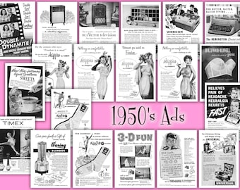 1950年代の白黒ヴィンテージ広告 20選 MCMの楽しい広告を印刷してすぐにデジタルダウンロード