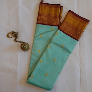 SUMMER SKY | Light Blue Pure Silk Korvai Kanjeevaram Saree