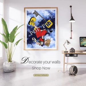 Kingdom Hearts Fan Art | Digital Poster PDF File | Sora Fan Art | Poster Prints | Wall Art |  Illustration | Instant Download