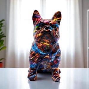 Cute Resin French Bulldog Ornament, Decorative Graffiti Dog Sculpture For Shelf Decor, Dog Lover Gift, Bulldog Pet Memorial, Dog Owner Gift