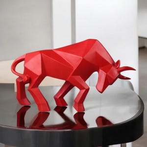 Abstract Bull Sculpture For Shelf Decor, Unique Resin Bull Figurine For Desk Decor, Animal Lover Gift, Buffalo Art Room Decor, Unique Gift