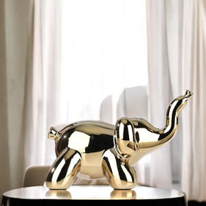 Harz Elefant Ornament, Gold Elefant Ornament für Wohnkultur, Tierskulptur, Harz Tier Wohnkultur, Elefant Dekor, Wohnkultur Geschenk