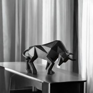 Abstract Bull Sculpture For Shelf Decor, Unique Resin Bull Figurine For Desk Decor, Animal Lover Gift, Buffalo Art Room Decor, Unique Gift
