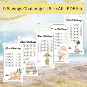 Cute Summer Mini Savings Challenges, Dollar Challenge Bundle, Savings Challenges, digital Challenge, Printable, Adorable Savings Challenges