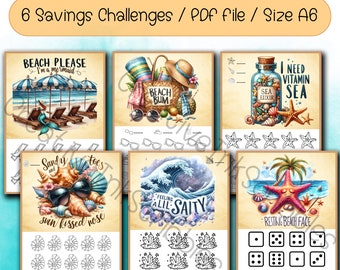 Desafíos de ahorro para las vacaciones, paquete de minidesafíos de ahorro para el verano, desafío de bajo presupuesto, archivo PDF, descarga digital, desafío de dinero de bolsillo