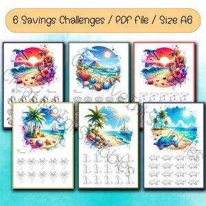 Beach Savings Challenges, Summer Mini Savings Challenges Bundle, Low Budget Challenge, PDF File,Digital Download,Pocket Money Challenge