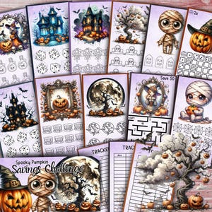 Spooky Pumpkin Savings Challenge Kawaii Budget Tracker Printable Cash Envelope Insert A6 Halloween Money Challenge Cute Autumn Digital PDF