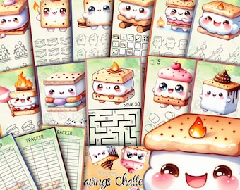 Smores Savings Challenge Printable Budget Game A6 Cash Envelope Tracker Cozy Campfire Instant Download PDF Binder Insert Money Tracker