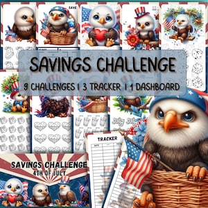 4th of July Savings Challenge Digital Budget Game fits A6 Binder Money Tracker Fun Patriotic Savings Plan Printable Cash Envelope Challenge