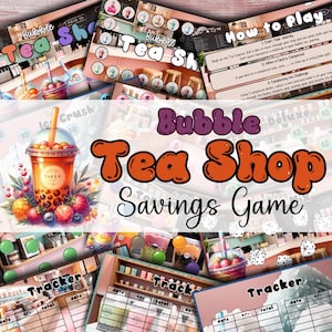 Bubble Tea Shop Savings Challenge Customizable Printable Budget Game A6 Binder Boba Tracker Fun Digital Planner Cash Envelope Instant PDF