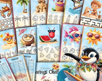 Beach Vacation Savings Challenge A6 Printable Budget Game Cash Envelope Tracker Digital PDF Instant Download Low Income Cute Summer Finance