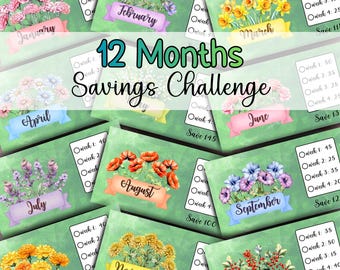 Birth Flowers Savings Challenge Bundle Printable A6 Cash Envelope Budget Insert for Budget Binder One Year Cash Stuffing 1500 Savings Amount