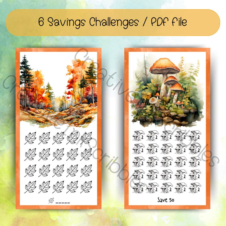 Cute & Cozy Fall Savings Challenges, Wildlife Mini Savings Challenges ...
