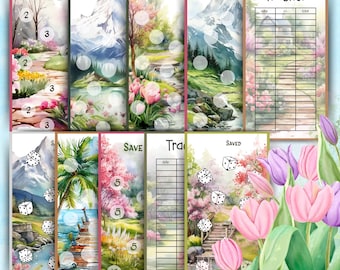 Beautiful Spring Savings Challenges, Floral Challenges Bundle for A6 Binder, Spring Budget, PDF File, Digital Download, Envelope Methode