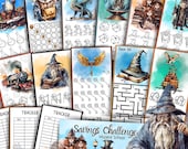 Wizard School Savings Challenge A6 Printable Budget Game PDF Magical Money Tracker Insert for Cash Stuffing Budget Binder Envelope Challenge