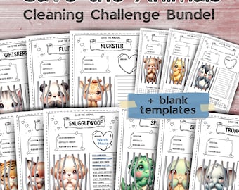 Animal Rescue Cleaning Challenge Printable Chore Game for ADHD Kids and Adults Fun Task Tracker A4 Routine Chart PDF Instant Download