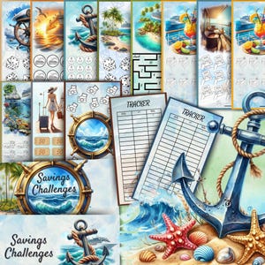Vacation Savings Challenges, Cruise Budget Binder Challenge Bundle, Low Income Savings, digital Challenge Printable PDF Travel Sinking Funds