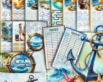 Vacation Savings Challenges, Cruise Budget Binder Challenge Bundle, Low Income Savings, digital Challenge Printable PDF Travel Sinking Funds