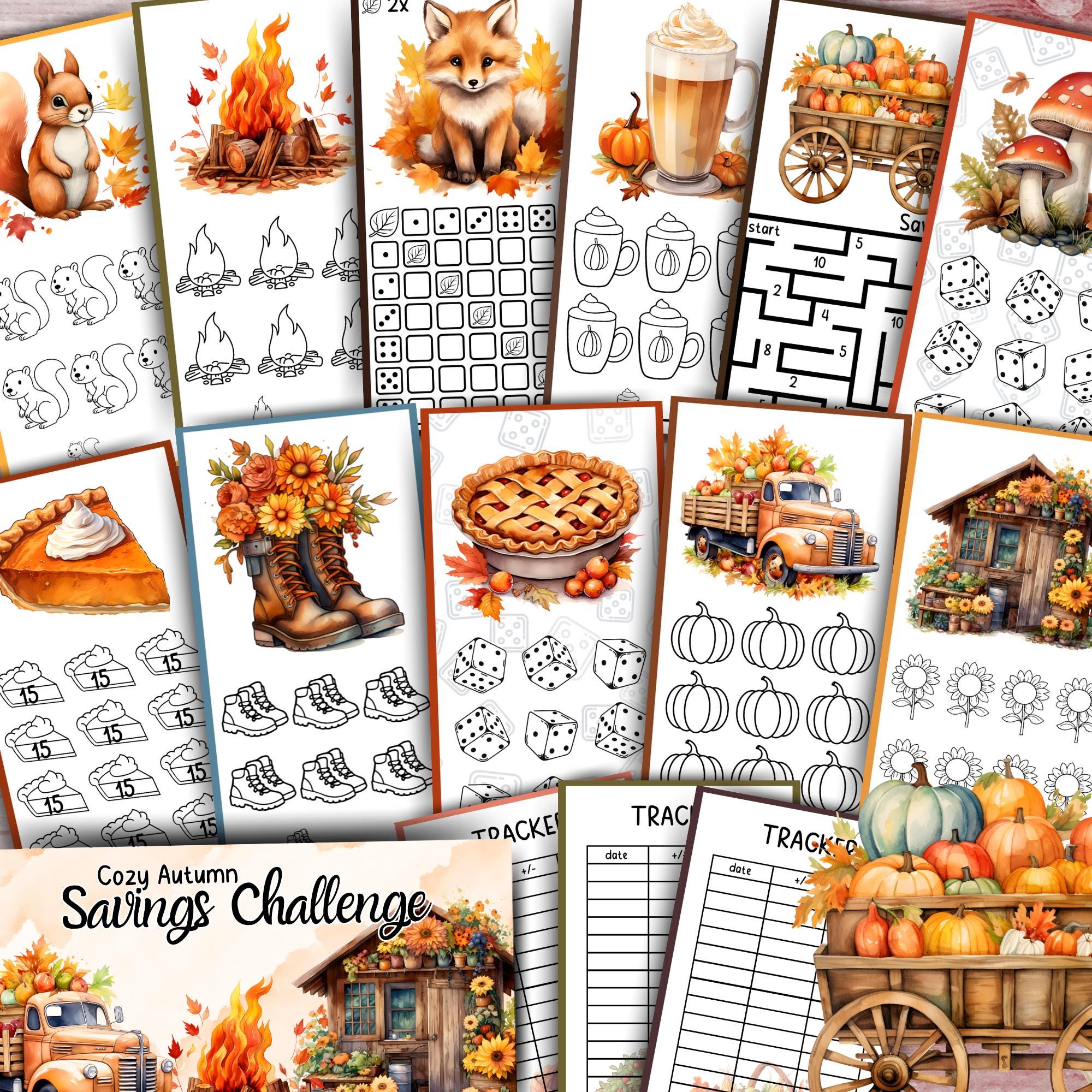 Cozy Autumn Savings Challenges Fall Mini Savings Challenges Bundle Low ...