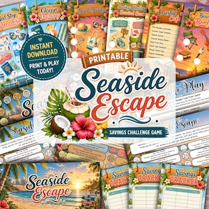 Juego de ahorro Seaside Escape Box Challenge: para carpetas coleccionables A6, herramienta de presupuesto personal para personas de bajos ingresos, presupuesto por nómina