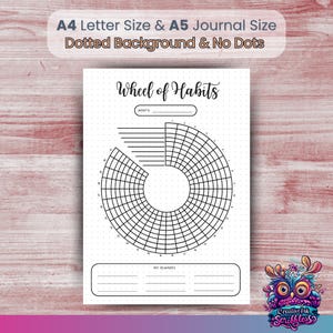 Wiel der gewoonten afdrukbare pdf-journaalpagina doeltracker fitnessplanner invoegen 30 dagen uitdaging digitale gewoontetracker voor Bullet Journal