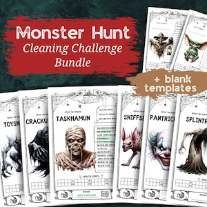 Monster Hunt DND Reinigung Challenge-Spiel für Neurodivergente Erwachsene A4 Printable Aufgaben Tracker Bundle Gamifizierte Routine PDF Sofort-Download