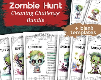 Zombie Cleaning Challenge Game A4 Printable for ADHD and Neurodivergent Adults and Kids Fun Task Tracker Chore Chart PDF Instant Download