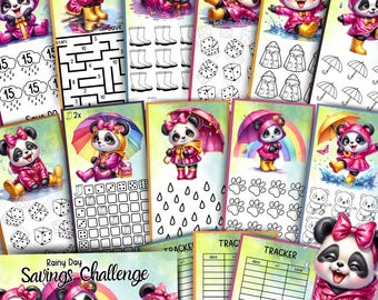Pink Panda Savings Challenges A6 Rainy Day Fund Mini Savings Challenges Bundle Low Budget Challenge PDF File Digital Download Cute Budgeting