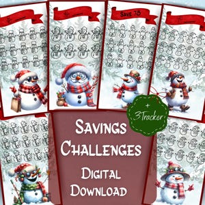 Adorable Snowman Savings Challenges, Cute Winter Challenges Bundle for A6 Binder, Budgeting, PDF File, Digital Download, Envelope Methode