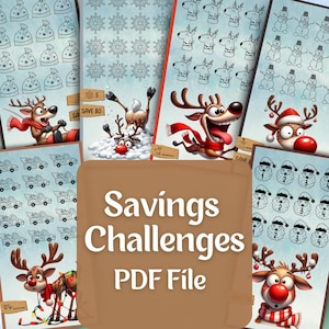 Adorable Deer Savings Challenges Bundle, A6 Winter Budget Binder Challenge, Low Budget Challenge, Digital Download, Christmas Budgeting