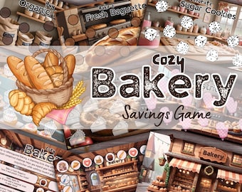 Customizable Bakery Savings Challenge Printable Budget Game Cozy Money Tracker Fun Instant Digital Savings Plan A6 Binder Cash Envelope