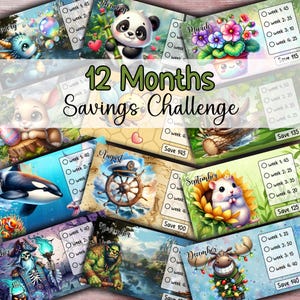 Paquete de ahorro mensual imprimible, sobre de efectivo A6, inserto de presupuesto para carpeta de presupuesto, ahorro de efectivo de 1 año, monto de ahorro de 1500