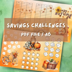 Sfida di risparmio autunnale, gioco del risparmio, tracker del risparmio con biglietti piegati, PDF stampabile, adatto per raccoglitori A6, metodo busta