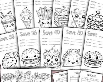 Coloring Savings Challenges Foody Savings Bundle fitting for A6 Budget Binder Digital Download Envelope Methode Delicious Budgeting