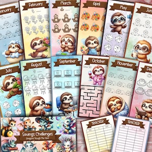 Pacote de Desafios de Poupança "Um Ano de Preguiça" com Tema Kawaii para Pasta A6 - Orçamento de 12 Meses - Arquivo PDF para Download Digital - Método Envelope
