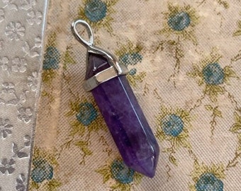 Amethyst Crystal Point - Purple Quartz Point Pendant - Amethyst Gemstone Pendant