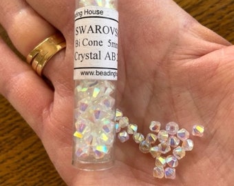 5mm Swarovski Crystal Bicone- Tube Swarovski Crystal AB 2X (72 pieces) - Beading Supplies