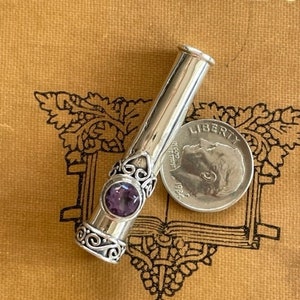 Sterling & Amethyst Bead Cone Pendant Bali Sterling Silver Gemstone Pendant Jewelry Supplies image 1
