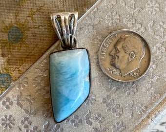 Dominican Larimar Pendant - Larimar & Sterling Pendant - Blue Larimar Gemstone