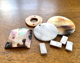 Natural MOP Pendants & Beads - Mother of Pearl Lot - Beading Supplies