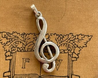 Sterling Treble Clef Pedant - Sterling Silver Charms - Music Teacher Gift