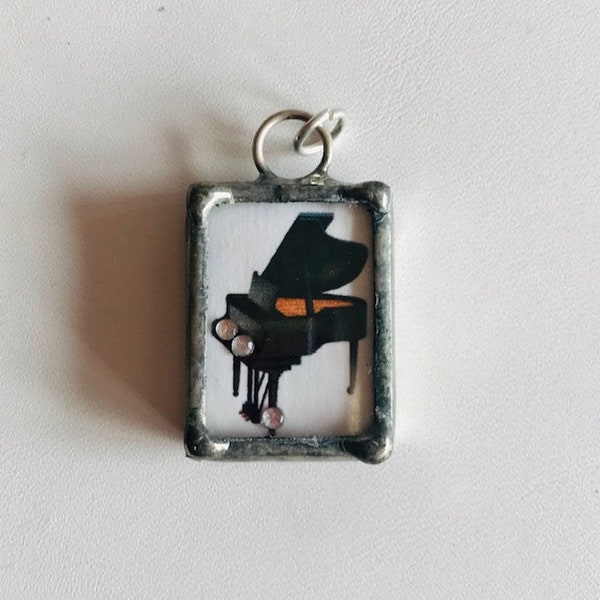 Soldered Glass 2-Sided Pendant - Soldered Art Pendant - Music Teacher Gift