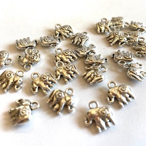 Small Elephant Charms - (25) Tiny Pewter Elephant Charms