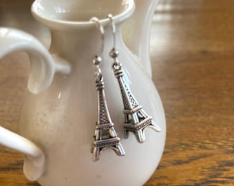 5.00 Dollar Earrings - Silver Eiffel Tower Earrings - Pewter French Eiffel Tower Earrings